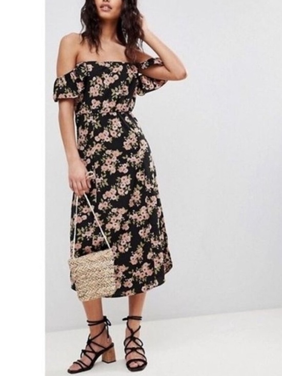 Amuse Society Dresses & Skirts - Amuse Society “Sweeter Than You” black floral midi dress, S